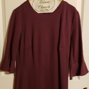Banana Republic Burgundy Dress with Bell Sleeves